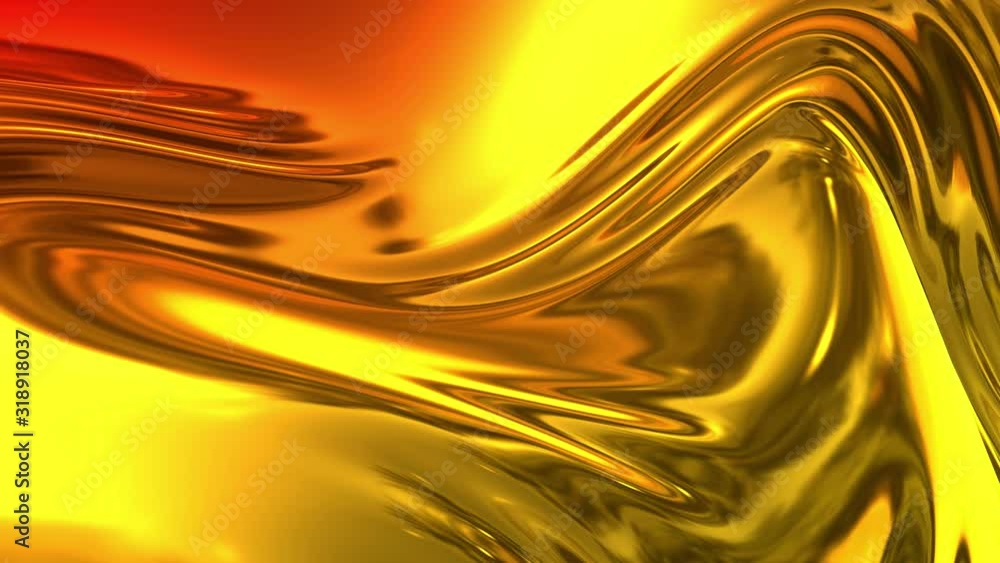 Poster animated metalic gradient in 4k. 3d render of wavy cloth surface that forms ripples like in liquid m