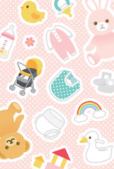 赤ちゃん　ベビーグッズ　ポストカード　イラスト