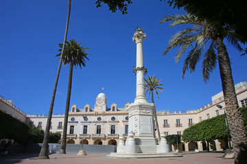 Fototapeta na wymiar Beautiful Constitution Square, which is in the centre of the city of Almeria, Spain.