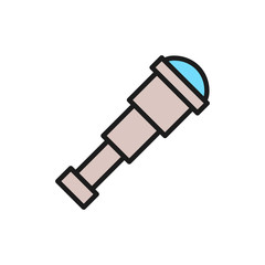 Spyglass, telescope, periscope flat color line icon.