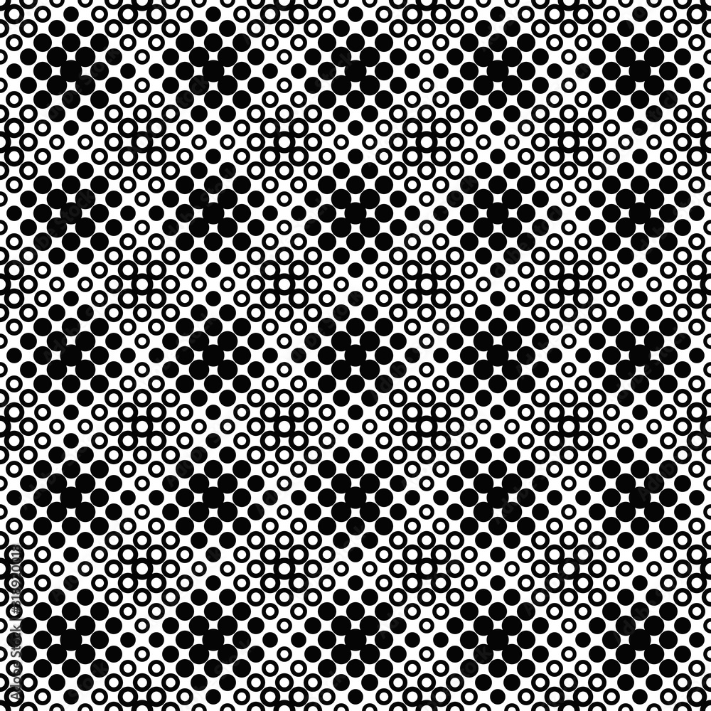 Poster seamless circle pattern background - black and white abstract vector design from circles