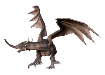 3D Rendering Fairy Tale Dragon on White