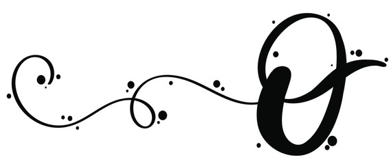 Alphabet ornaments. Letter O vector vintage handwritten, Decoration vintage for invites card and other concept ideas. Illustration alphabet