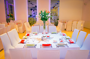 Wedding table. Table decorated for the wedding party