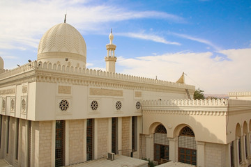 Beautiful Al Sharif Al Hussein bin Ali Mosque, Aqaba, Jordan. Shows the dome roof & carved detailed...