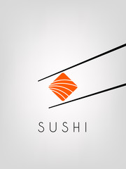 Sushi and chopsticks logo on a white background