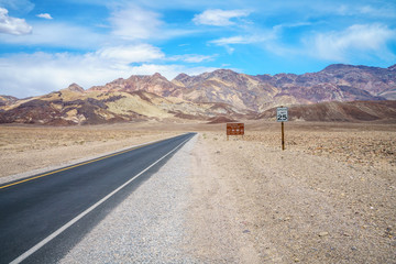 on the road on artists drive in death valley national park, california, usa