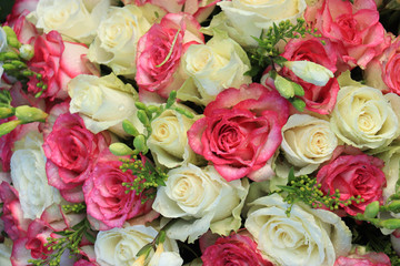 Pink and white wedding flowers