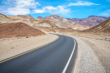 on the road on artists drive in death valley national park, california, usa