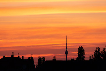 Silhouette Of Communications Tower Against Sky During Sunset