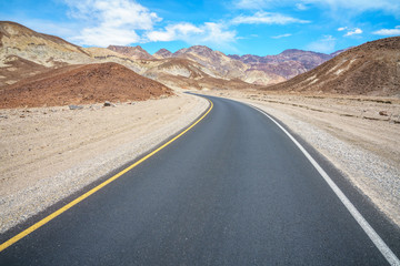 on the road on artists drive in death valley national park, california, usa