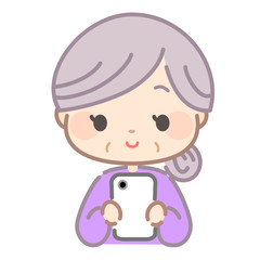 スマホと老人のイラスト