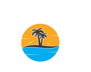 Obraz premium Palm tree icon of summer and travel logo vector illustration