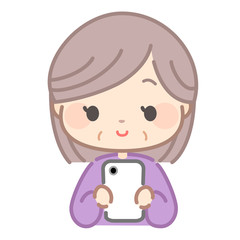 スマホと老人のイラスト