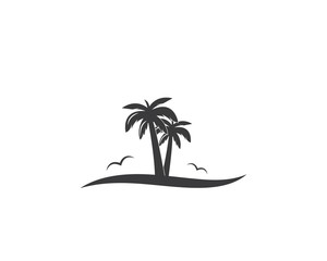 Palm tree icon of summer and travel logo vector illustration