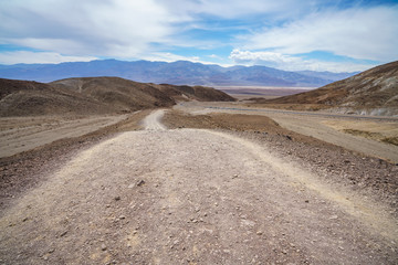 on the road on artists drive in death valley national park, california, usa