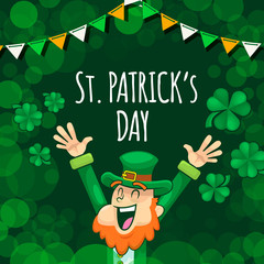 Happy Leprechaun Celebrating St Patrick Day