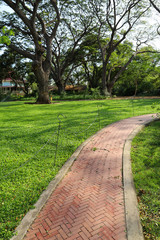The walkway brick ingrenn garden at  garden