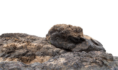 Stone mountain with clipping path isolated on white background.