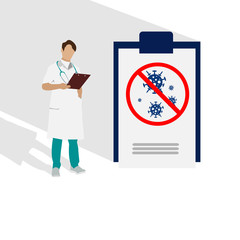 Doctor analys and record virus 2020  vector Illustrator.