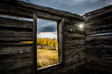 fall view through homestead window