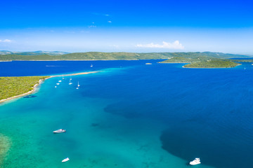 Croatia, beautiful Adriatic sea paradise, archipelago on the island of Dugi Otok in Croatia, aerial...