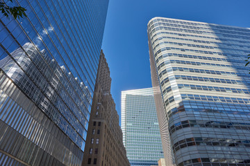Fototapeta na wymiar Wide shot of the cluster of high buildings in New York