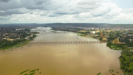 Africa Mali City and River Aerial View 2