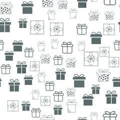 Gift boxes and parcels. Seamless vector pattern. Colorful background texture