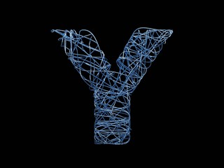 Obraz premium Letter Y tangled metallic wires series 3D render