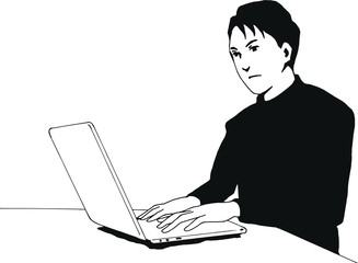 パソコンを使う男性