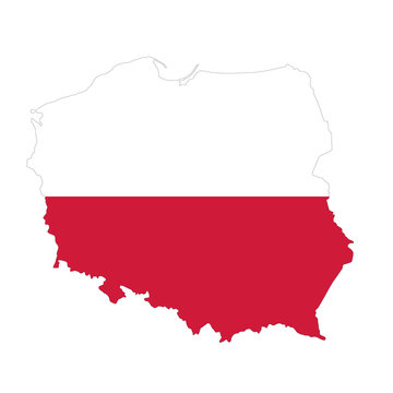 Vector political map of Poland with flag isolated on white background