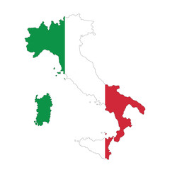 Vector political map of Italy with flag isolated on white background