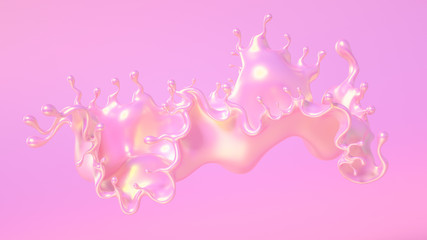 Splash fluid. 3d illustration, 3d rendering.