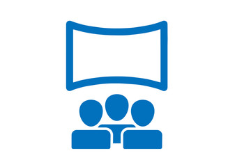 Audience icon, cinema hall icon on white background