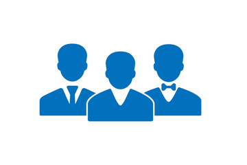 Peoples are together icon vector, people communication each other icon. blue version