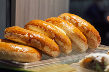 Close up of freshly baked pastry buns