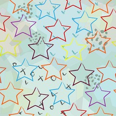 Obraz premium Seamless Pattern With Colorful Stars on black. Scandinavian Style