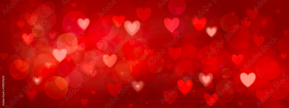 Wall mural red colored romantic heart shaped background for valentines day