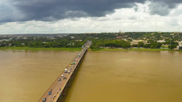 Africa Mali City and River Aerial View 5