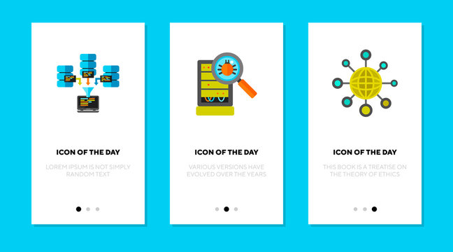 Internet and interweb flat vector icon set