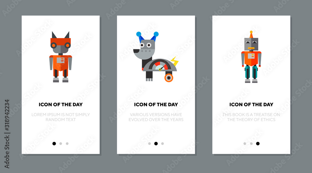 Poster robotics technology flat vector icon set