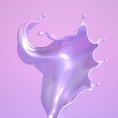 Splash fluid. 3d illustration, 3d rendering.