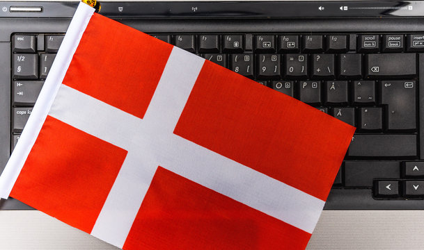 flag of Denmark on computer, laptop keyboard