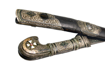 award weapon of an officer of the Russian Empire of 19-20 centuries, saber hilt and scabbard