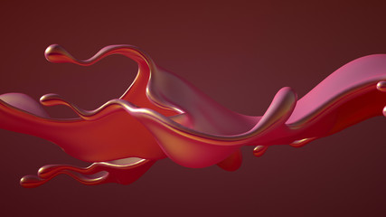 Splash fluid. 3d illustration, 3d rendering.