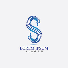 S letter water splash logo design template