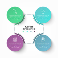 Circle elements of graph, diagram with 4 steps, options, parts or processes. Template for infographic, presentation