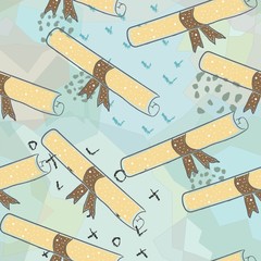 Graduation seamless hand drawn Pattern. Cute design. Vector Illustration