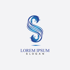 S letter water splash logo design template